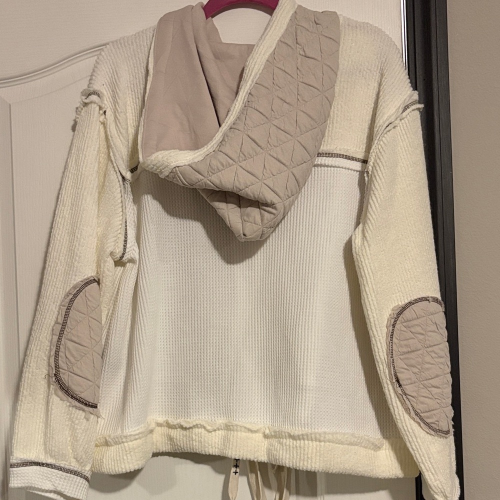 Cozy Cream and Tan POL Hooded Jacket - Picture 9 of 9
